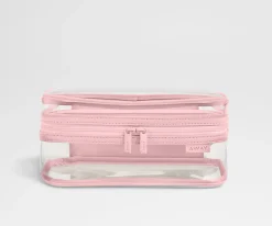 Clear Toiletry Bag in Clear/Blush Pink