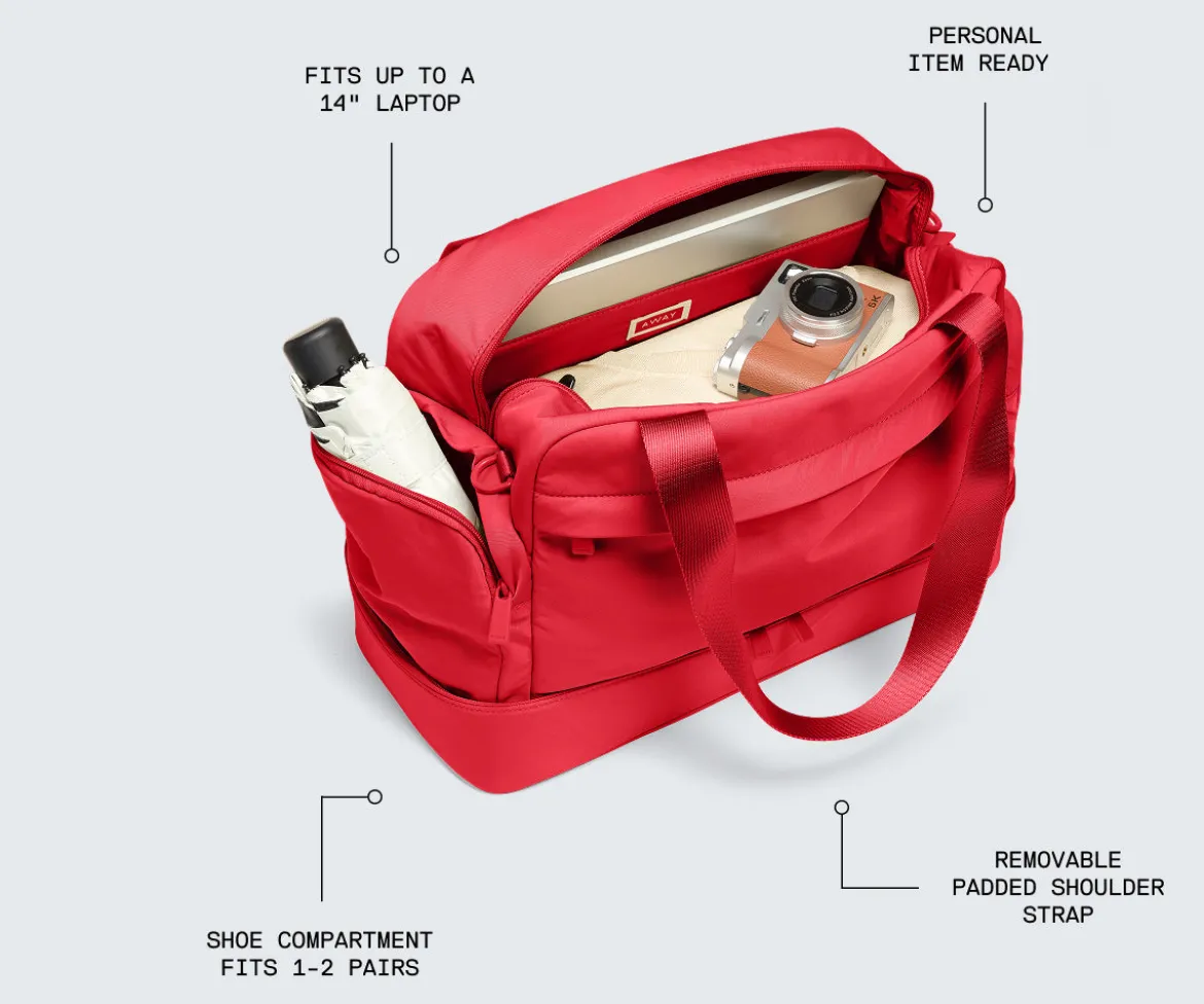 Featherlight Overnight Bag in Cherry Red