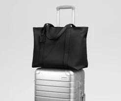 Leather Tote in Jet Black