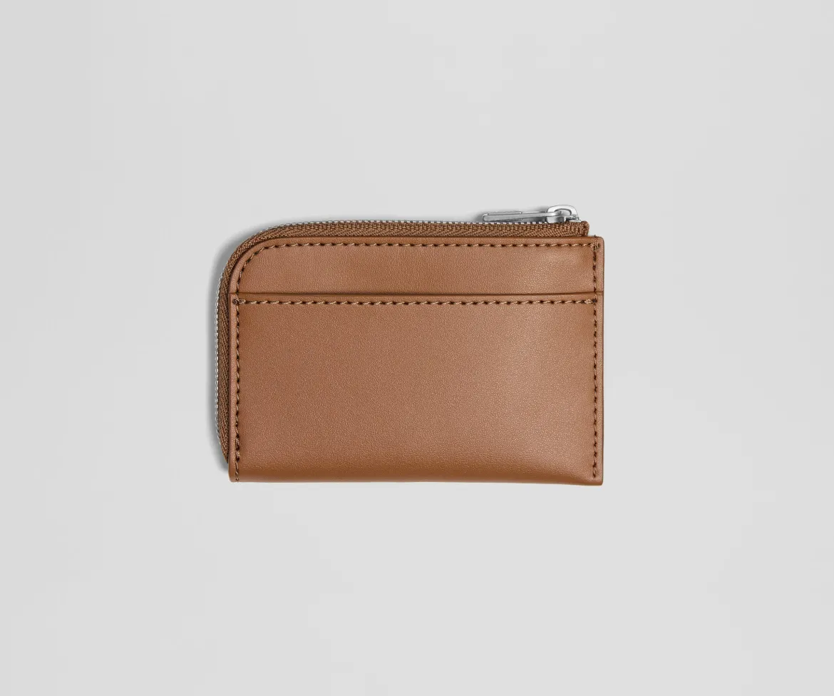 Zip Card Case in Saddle Brown